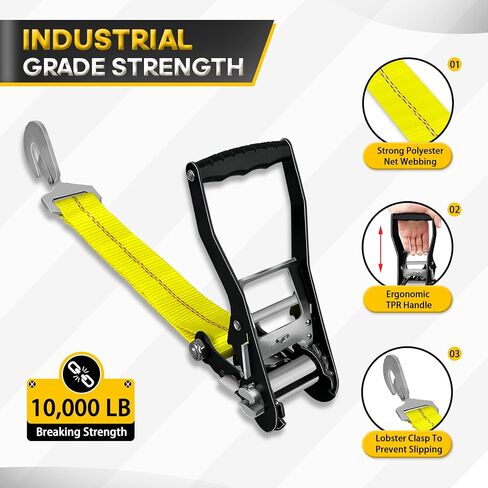 2 Pack Car Tie Down Straps with Twist Buckle Hooks, 2 inch x 96 inch Axle Mounting Combo Strap with Spring Hook Ratchet 3,300 lbs Safe Working Load, Towable Cars, Race Cars, Trucks, ATV/UTV/SUV in Saudi Arabia