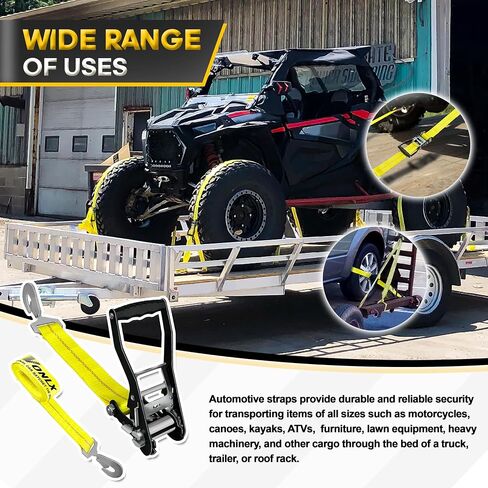 2 Pack Car Tie Down Straps with Twist Buckle Hooks, 2 inch x 96 inch Axle Mounting Combo Strap with Spring Hook Ratchet 3,300 lbs Safe Working Load, Towable Cars, Race Cars, Trucks, ATV/UTV/SUV in Saudi Arabia