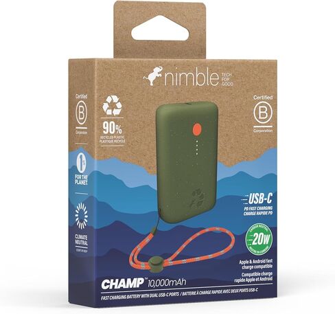شاحن محمول Nimble Champ، بنك طاقة بسعة 10000 مللي أمبير في الساعة، شحن USB-C مزدوج بقدرة 20 وات in Kuwait
