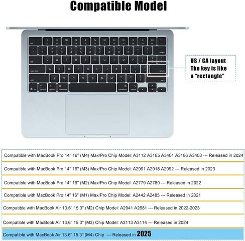 غطاء لوحة المفاتيح لجهاز MacBook Pro 14 بوصة 16 بوصة (M5-M1) Pro/Max Chip 2026-2021 A3429 A3428 A3434 A3426 A3427 A3112 ملحقات حماية TPU تخطيط US/ANSI (أسود فضائي) in Kuwait