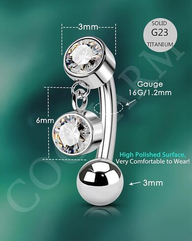 COCHARM Cute Titanium Rook Earrings Dangle 16g Silver Surgical Steel Rook Piercing Jewelry 6mm 8mm Eyebrow Rings Dangling Eyebrow Barbell Threaded Dainty Rook Bar Nickel Free in Saudi Arabia