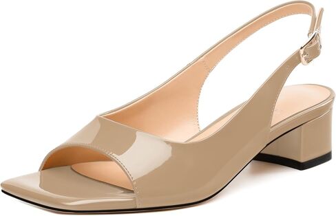 Womens Low Heel Slingbacks, Square Peep Toe Block Heel Sandals for Women, Comfort Heeled Casual Shoes in Saudi Arabia