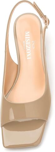 Womens Low Heel Slingbacks, Square Peep Toe Block Heel Sandals for Women, Comfort Heeled Casual Shoes in Saudi Arabia