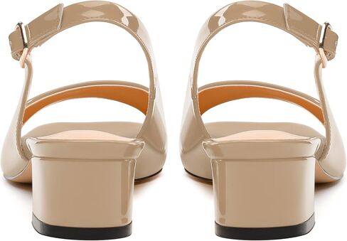 Womens Low Heel Slingbacks, Square Peep Toe Block Heel Sandals for Women, Comfort Heeled Casual Shoes in Saudi Arabia