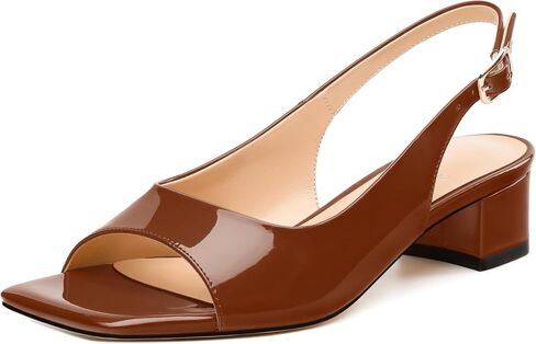 Womens Low Heel Slingbacks, Square Peep Toe Block Heel Sandals for Women, Comfort Heeled Casual Shoes in Saudi Arabia