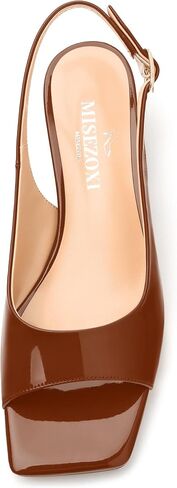 Womens Low Heel Slingbacks, Square Peep Toe Block Heel Sandals for Women, Comfort Heeled Casual Shoes in Saudi Arabia