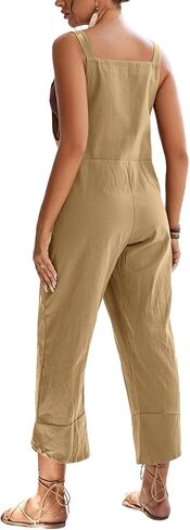 LYANER Women's Cotton Adjustable Overalls Baggy Jumpsuit Casual Summer Bib Rompers with Pockets in Saudi Arabia