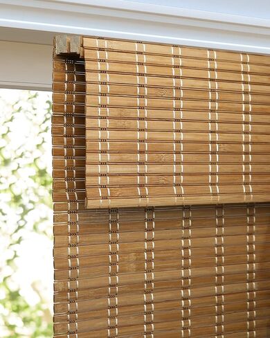 LazBlinds Cordless Bamboo Roman Shades, Light Filtering Window Treatment, Roll Up Bamboo Blinds for Windows, 35'' W x 60'' H in Saudi Arabia