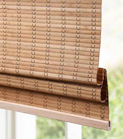 LazBlinds Cordless Bamboo Roman Shades, Light Filtering Window Treatment, Roll Up Bamboo Blinds for Windows, 35'' W x 60'' H in Saudi Arabia