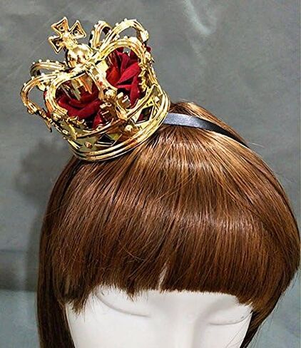 Qhome Christmas Lolita King Queen Roses Stereo Crown Photography Cosplay Hairs Accessories With Alligator Clip and Ribbon in Saudi Arabia