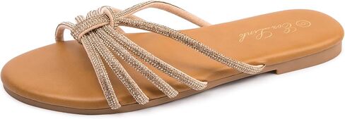 Eozlink Women's Flat Sandals Rhinestone Open Toe Sandals for Women Casual Sparkle Flat Sandals for Women Glitter Bling Evening Party Prom Dance Slide Sandal in Kuwait
