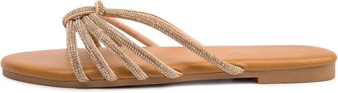 Eozlink Women's Flat Sandals Rhinestone Open Toe Sandals for Women Casual Sparkle Flat Sandals for Women Glitter Bling Evening Party Prom Dance Slide Sandal in Kuwait