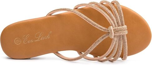 Eozlink Women's Flat Sandals Rhinestone Open Toe Sandals for Women Casual Sparkle Flat Sandals for Women Glitter Bling Evening Party Prom Dance Slide Sandal in Kuwait