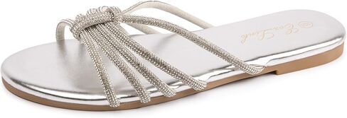 Eozlink Women's Flat Sandals Rhinestone Open Toe Standals for Women Casual Sparkle Flat Sandals for Womet Bling Pling Party Prom Slide Slide Sandal in Kuwait