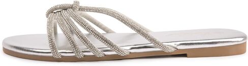 Eozlink Women's Flat Sandals Rhinestone Open Toe Standals for Women Casual Sparkle Flat Sandals for Womet Bling Pling Party Prom Slide Slide Sandal in Kuwait