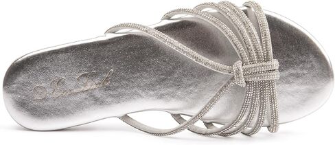 Eozlink Women's Flat Sandals Rhinestone Open Toe Standals for Women Casual Sparkle Flat Sandals for Womet Bling Pling Party Prom Slide Slide Sandal in Kuwait