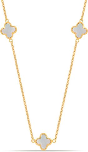 LeCalla Pendant Necklaces for Women | 925 Sterling Silver 14K Gold-Plated Antique Mother of Pearl, Heart & Clover Necklaces | Jewelry Gifts for Mother’s Day & Special Occasions in Saudi Arabia