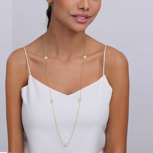 LeCalla Pendant Necklaces for Women | 925 Sterling Silver 14K Gold-Plated Antique Mother of Pearl, Heart & Clover Necklaces | Jewelry Gifts for Mother’s Day & Special Occasions in Saudi Arabia