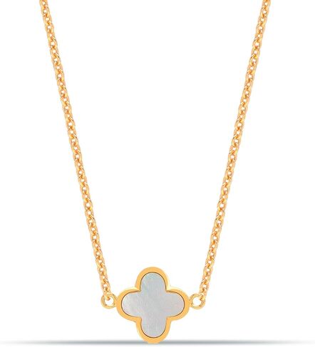 LeCalla Pendant Necklaces for Women | 925 Sterling Silver 14K Gold-Plated Antique Mother of Pearl, Heart & Clover Necklaces | Jewelry Gifts for Mother’s Day & Special Occasions in Saudi Arabia
