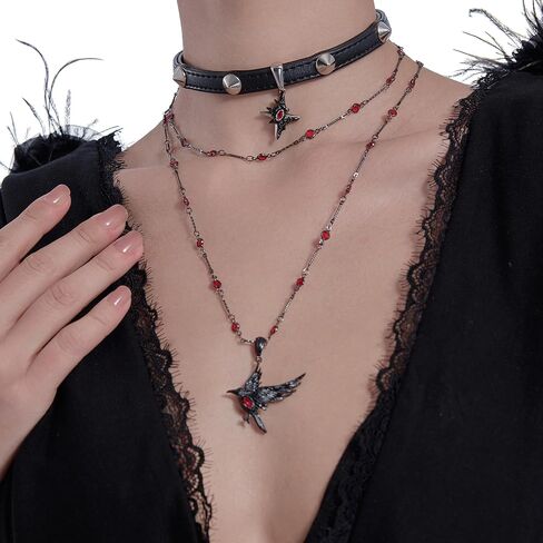 Glamorous Black Crow pendant necklace with Gothic vibe long necklace ladies fashion accessory M3357 in Kuwait
