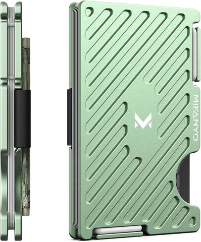 Womens Metal Wallet ، حامل بطاقة الحد الأدنى مع حزام نقدي ، محفظة جيب أمامية نحيفة ، حظر RFID ، الأخضر ، LK-09 in Kuwait
