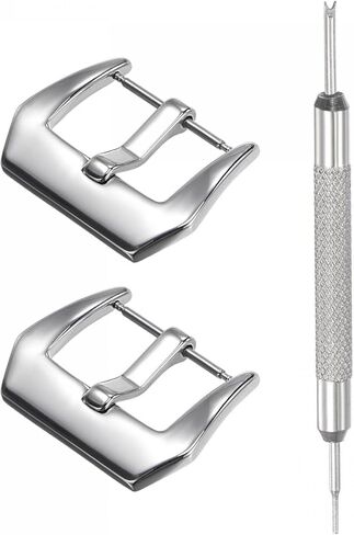 uxcell Watch Strap Clasp Replacement Set, Stainless Steel Polished PVD Buckle, Silver Tone for 22mm Width Watch Bands with Spring Bar Remover in Saudi Arabia