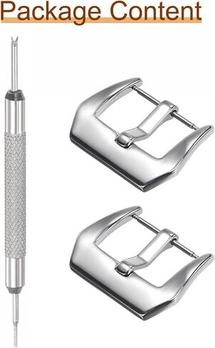 uxcell Watch Strap Clasp Replacement Set, Stainless Steel Polished PVD Buckle, Silver Tone for 22mm Width Watch Bands with Spring Bar Remover in Saudi Arabia