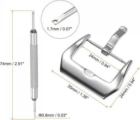 uxcell Watch Strap Clasp Replacement Set, Stainless Steel Polished PVD Buckle, Silver Tone for 22mm Width Watch Bands with Spring Bar Remover in Saudi Arabia