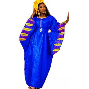 African Bazin Boubou Royal Blue Basin Rich Dashiki Senagal Mali Basin Robe Nigeria Women Wedding Party Bride Dress