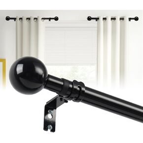 12-20 Inch 1" Side Curtain Rod,Set of 3, Adjustable Black Curtain Rods Side, Short Curtain Rod with Decorative Finals, Heavy Duty Side Curtain Rod Set for Windows, Cafe, French Door