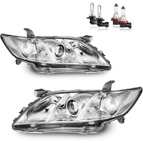 مجموعة المصابيح الأمامية لعام 2007 2008 2009 بديل للمصابيح الأمامية Halogen Toyota Camry ، حزمة عالية/منخفضة مع المصابيح ، سائق وركاب.