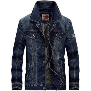 ebossy Men's Casual Distressed Denim Jacket Button Up Long Sleeve Trucker Moto Jean Coat