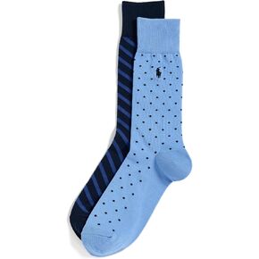 Polo Ralph Lauren Men's Dot and Stripe Slack Socks 2 Pack