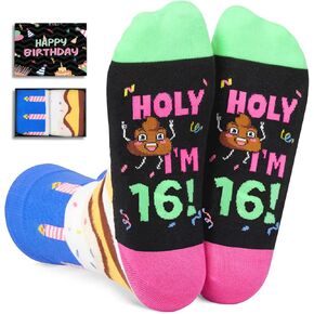 HAPPYPOP 16th Birthday Gifts for 16 Year Old Boy Girl, Sweet 16 Gifts for Teen Boys Girls, Birthday Socks for 16 Year Old