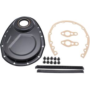 1 SET SHLPDFM Timing Chain Cover Kit CNC aluminum alloy Black SBC Gasket Seal Bolts Set Fits for Small Block Chevy 265,283,327,350,383,& 400