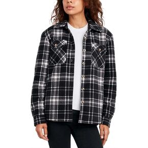 Sage Collective Women Long Sleeve Plaid Super Plush Sherpa مبطنت سترة قميص Fleece مع جيوب