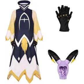 SHIKI Anime Adam Cosplay Costume Hazbim Hotel Adam The Exorcist Blue Cloak Robe Cape Suit Gloves Headwear Halloween Outfit (3XL-AdamFBA Blue)