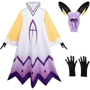 Anime Adam Cosplay Costume Hazbim Hotel Adam The Exorcist White Cloak Robe Cape Suit Gloves Headwear Halloween Outfit (XL-AdamFBA white)