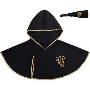 Saniplaycos Men's Black Costume Cape Cloak Robe Hooded Cloak with Headband