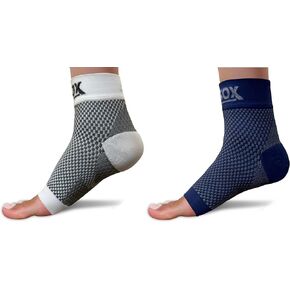 SB SOX - 2 Pairs Plantar Fasciitis Compression Socks (White, Medium + Navy, Medium)