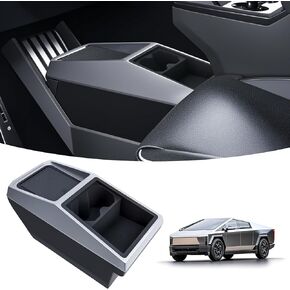 Center Console Storage Organizer Compatible with Tesla Cybertruck 2024+, Under-Screen Tray with Cup Holder, Fits Bottles, Wallet, Glasses, Phone, Charging Cables Accessory Holder
