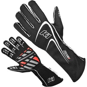 K1 Track 1 Youth Nomex® Auto Racing Gloves - SFI 3.3/5 - Black - 3XS
