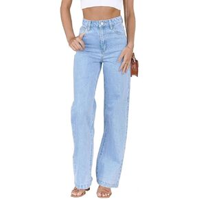 Women's Wide Leg Jeans High Waisted Strechy Baggy Loose Boyfriend Denim Pants