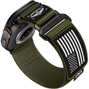 SNBLK Rugged Nylon Sport Bands Compatible with Apple Watch Ultra 2/Ultra Band 49mm Men, Soft Woven Stars- Stripes Flag Velcro Strap for iWatch Bands 46mm 45mm 44mm 42mm Series 10 9 8 7 6 5 4 3 2 1 SE