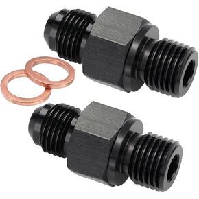 2Pack 6AN Male Flare to 1/4" NPSM Transmission Cooler Adapter Fitting, 6AN Fitting Fits 4L60E, TH350, TH400, 200-4R, 700R4, TR6060, AOD 4R100, 4R70W, C5 transmission cooler Black