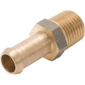 Edelbrock 8080 Carburetor Fitting Single Barb 1/4 in.-18 NPT x 3/8 in. Barb Brass Carburetor Fitting