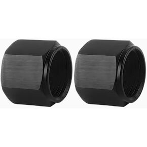 10AN Car Flare Cap Block off Fitting Plug, 2PCS Aluminum Alloy Swivel Female Flare Cover for Blocking off Fuel Line E85, Hex Head Nut Port Adapter, Universal Automotive Accessories (Black)