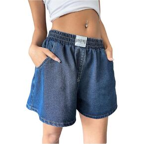 SweatyRocks Women's Y2k High Waist Wide Leg Baggy Jean Denim Shorts