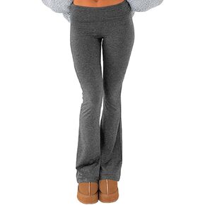 Women's Fold Over Leggings Stretch Flare Leggings Bell Bottom Slim Fit Yoga Fold Pants Joggers