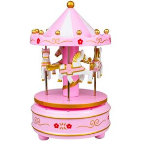 Pink Carousel Music Box Cake Decorative Ornament Birthday Gift Desktop Decorative Ornament